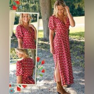 Natural life Sophia v neck floral wrap maxi dress with slits coastal cowgirl 734
